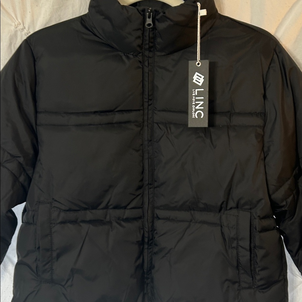 LINC Black Cropped Puffer Jacket-Size Medium